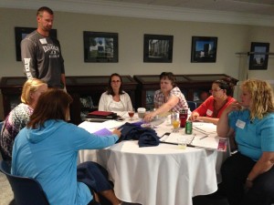 The teachers learned a lot of background information about oceanography, Antarctic food webs, climate change, and ocean acidification.  Here they are having a group discussion about how ocean acidification can affect marine organisms.